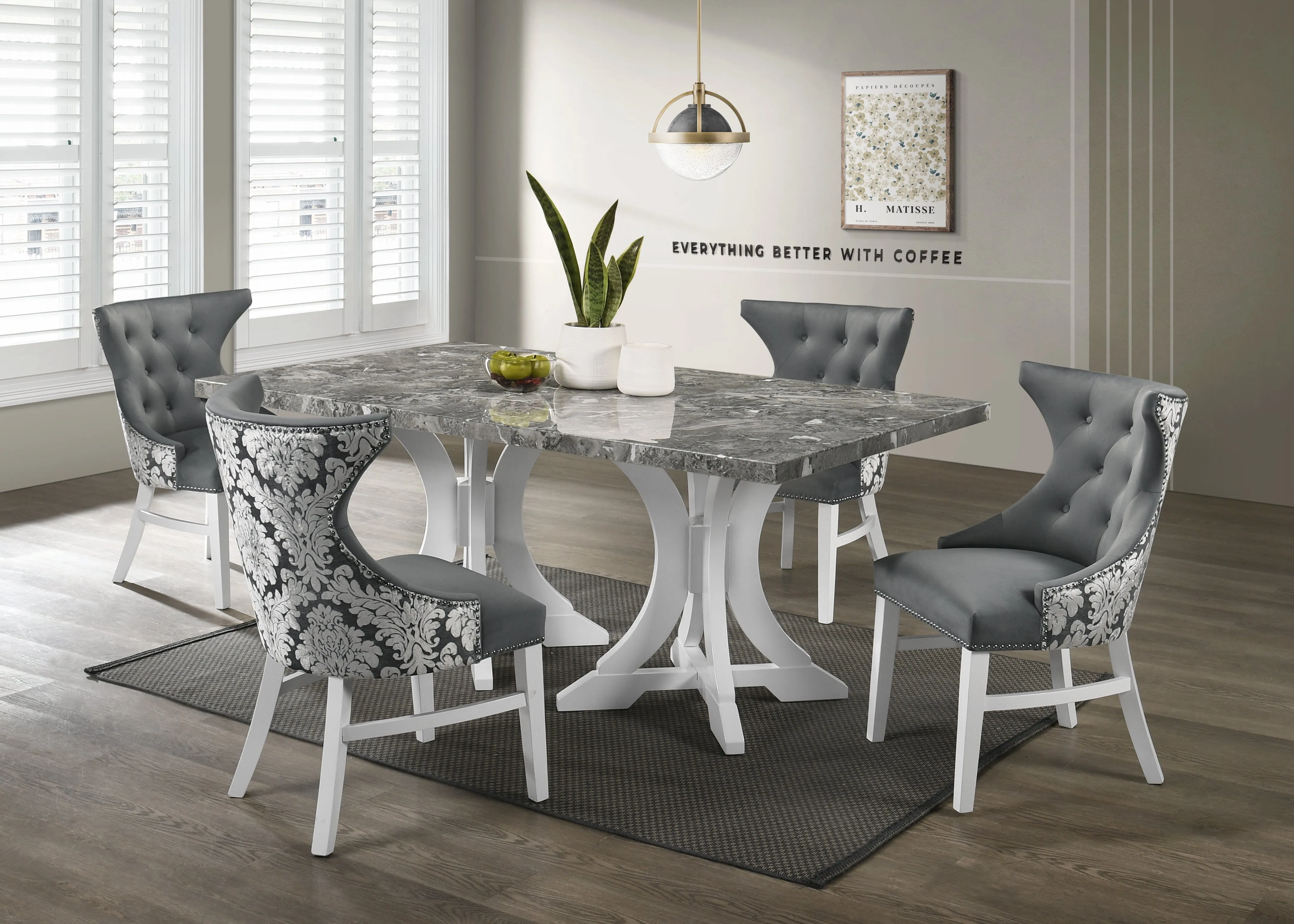 Amarilla 5-Piece Dining Set - Grey, White