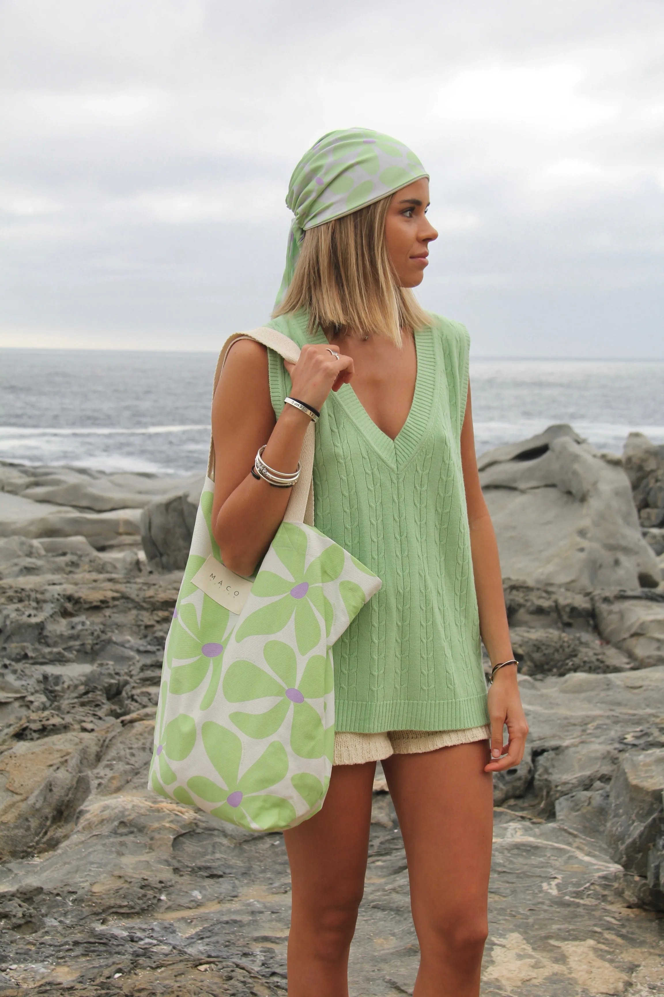 Bolso de Playa Green Flowers