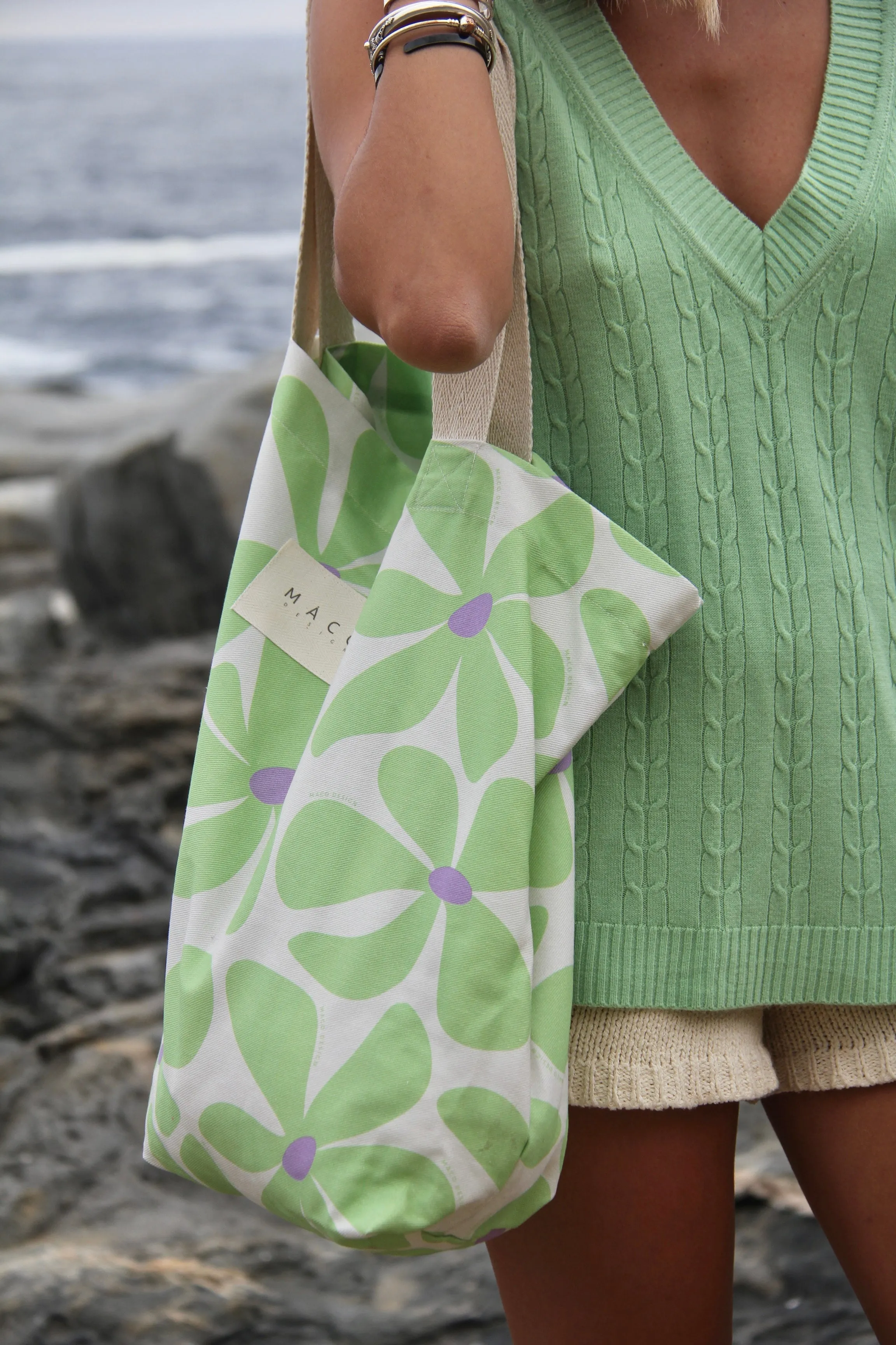 Bolso de Playa Green Flowers