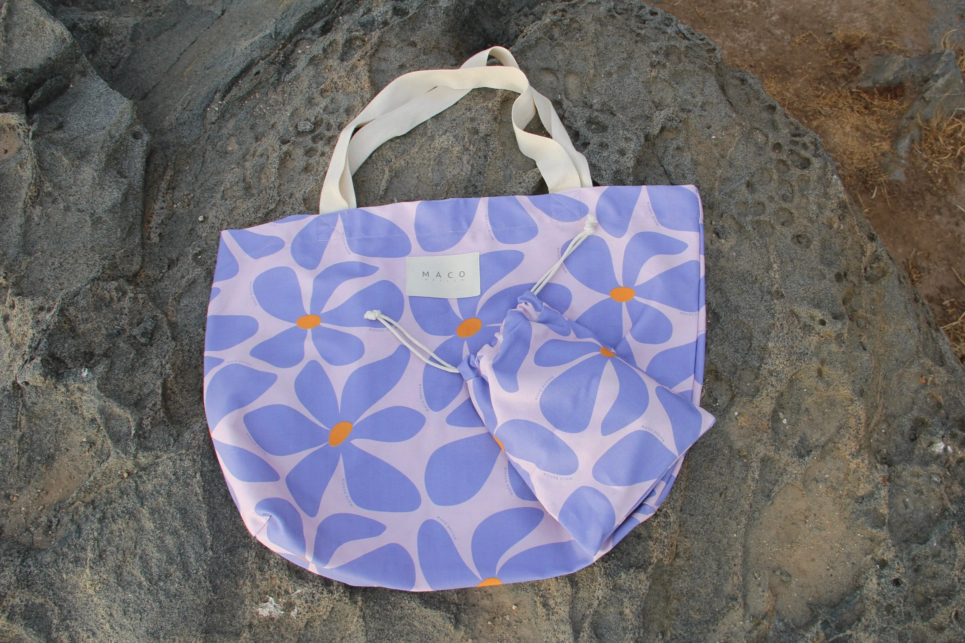 Bolso de Playa Purple Flowers