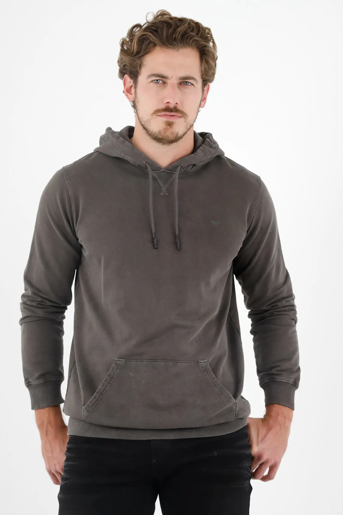 Buzo café tipo hoodie para hombre