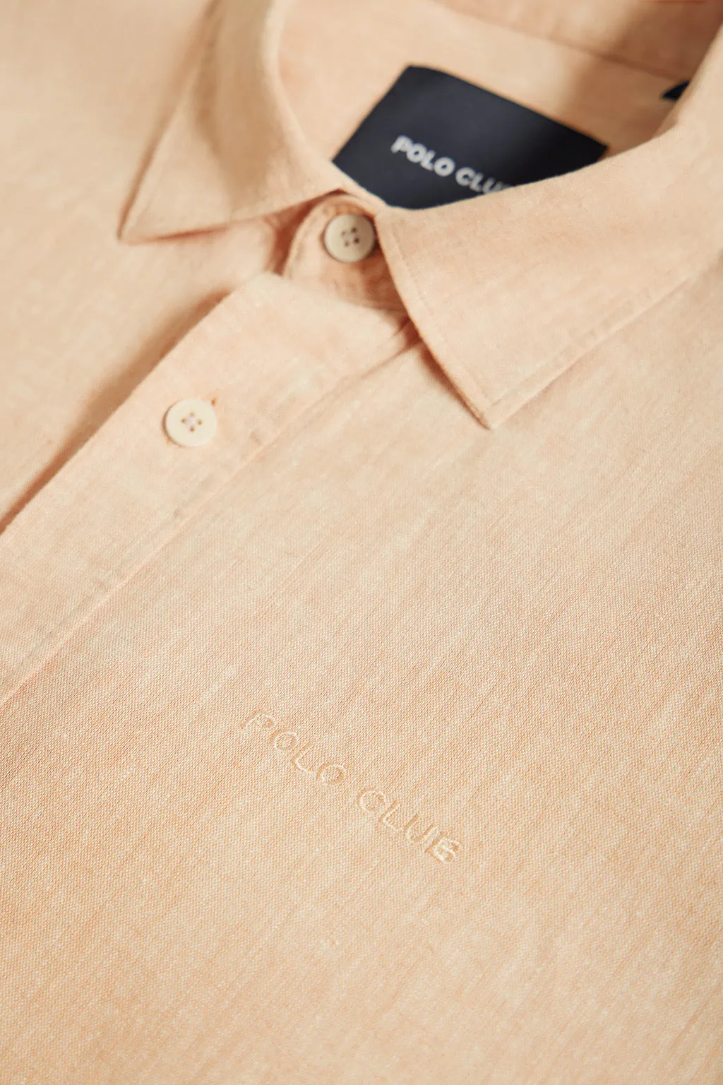 Camisa color mandarina de lino y algodón con detalles Polo Club