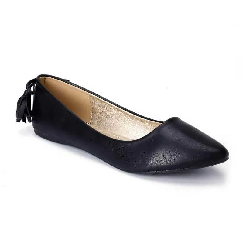 Casual Pointed Toe Ballet Flats with Tassel