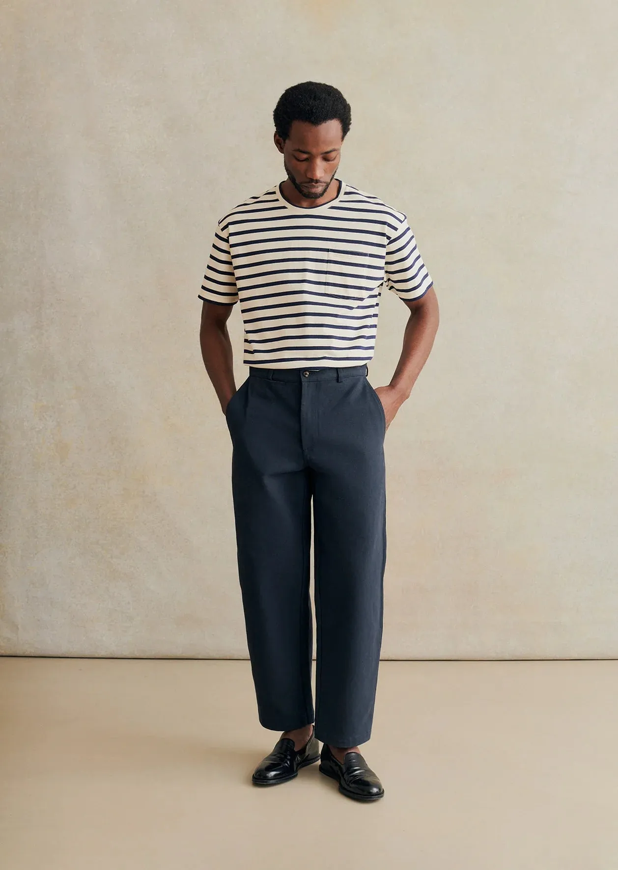 De Bonne Facture Oversized T-Shirt Heavy Cotton / Blue Stripes