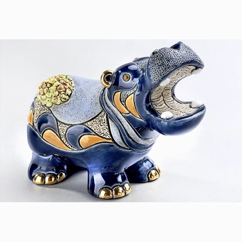 De Rosa Hippo with Water Lily Figurine