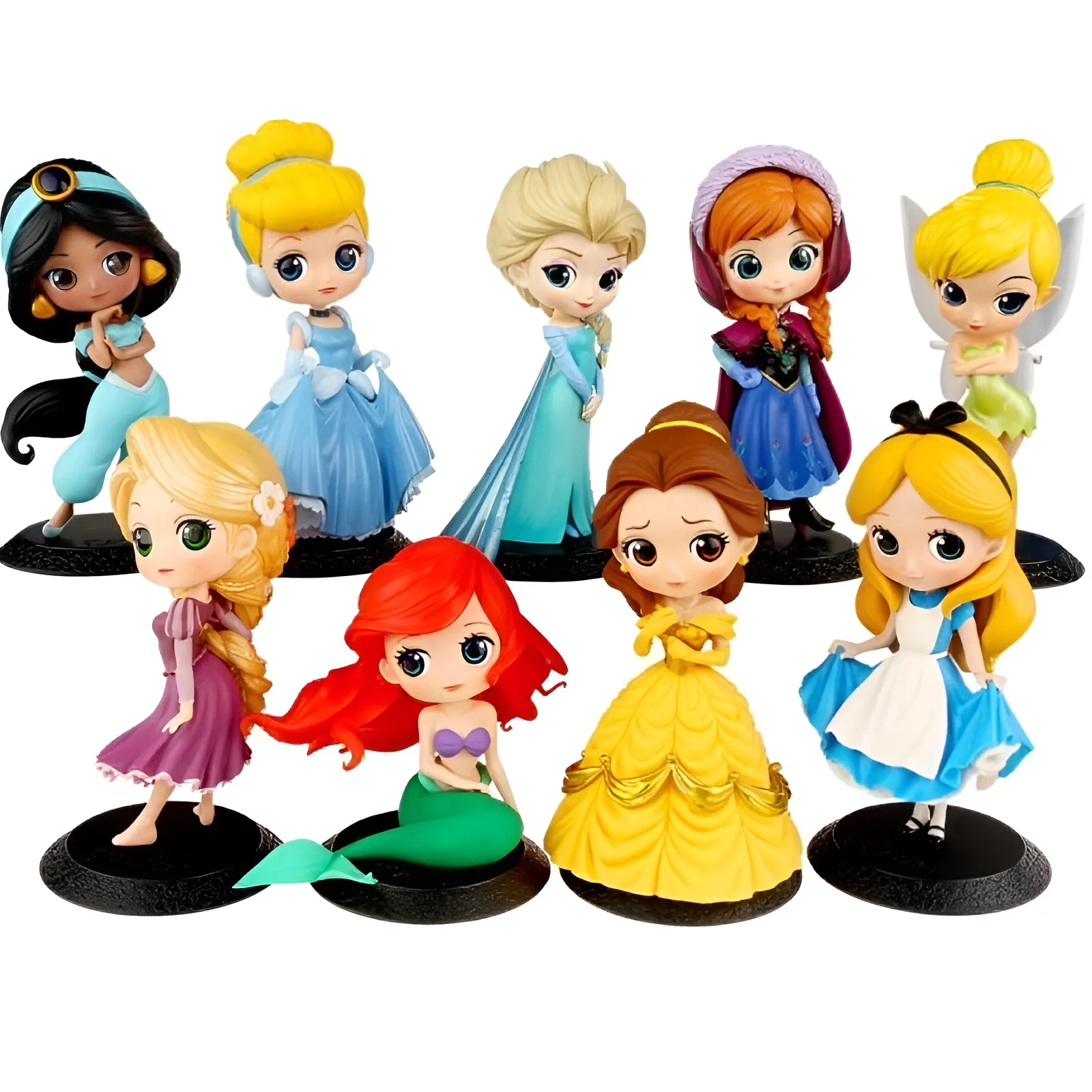 Figuras de PVC Princesas Disney de 11-15 cm de Ariel, Blancanieves, Cenicienta, Jazmín, Aurora y Ana