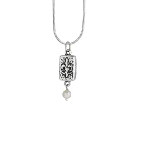 Fleur de Lis Brick Pearl Pendant