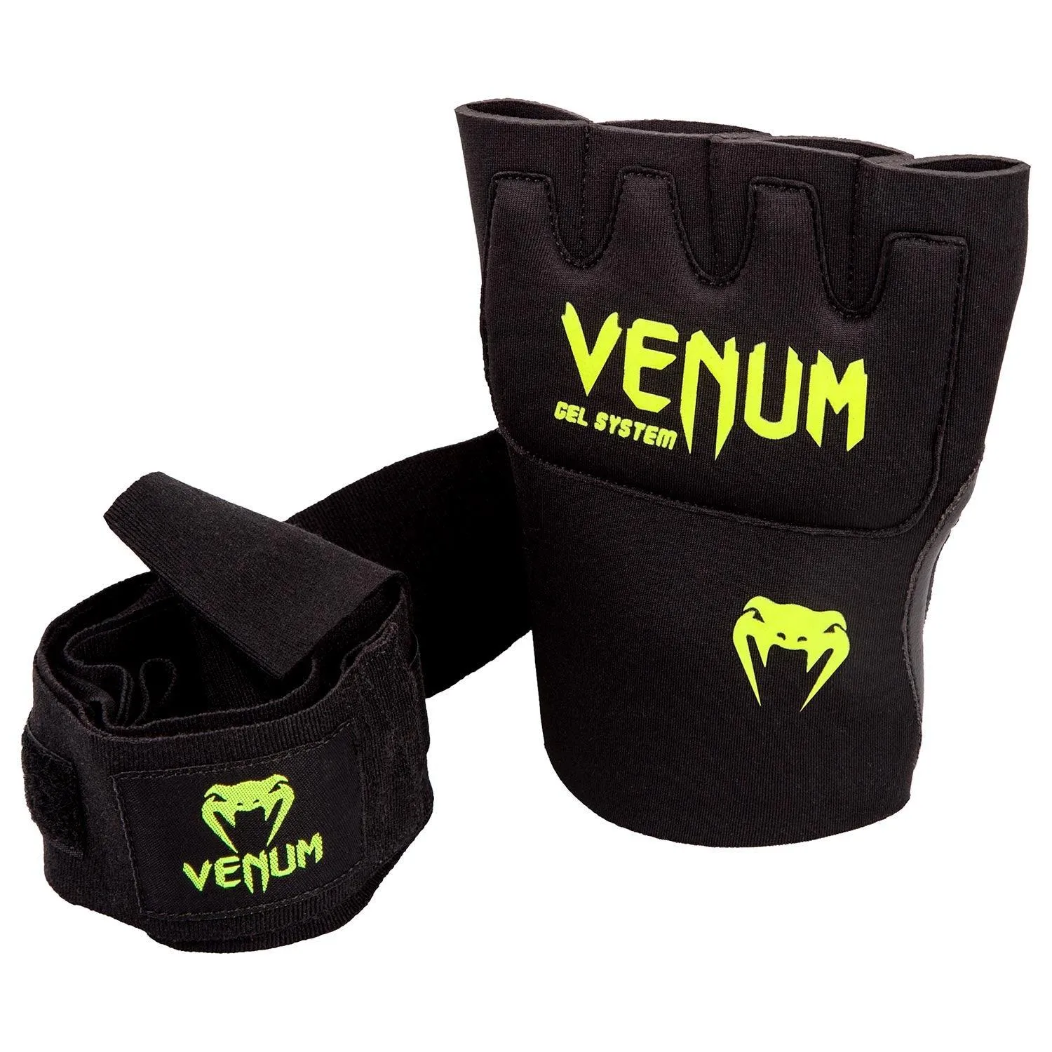 Guante venda Venum Kontact Gel - Negro/Amarillo Fluo