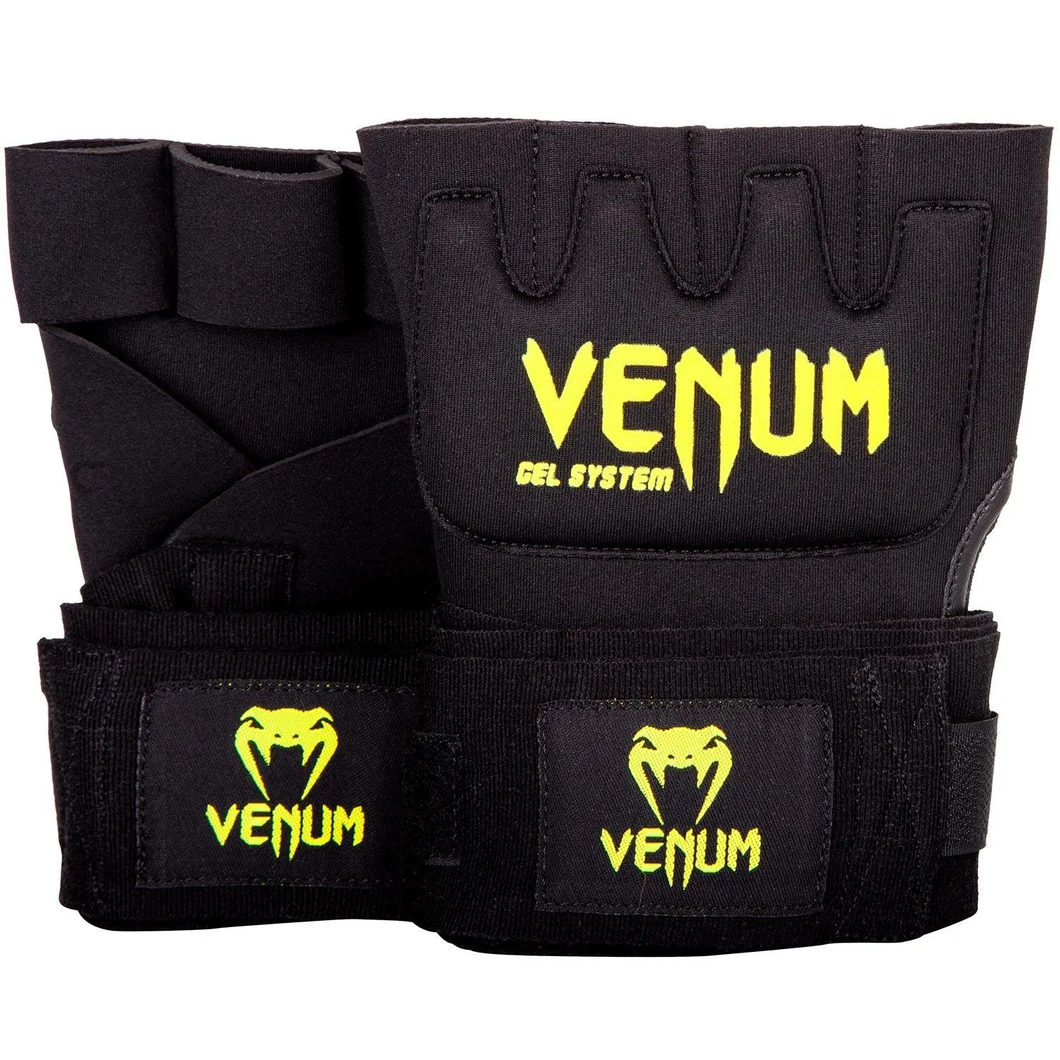 Guante venda Venum Kontact Gel - Negro/Amarillo Fluo