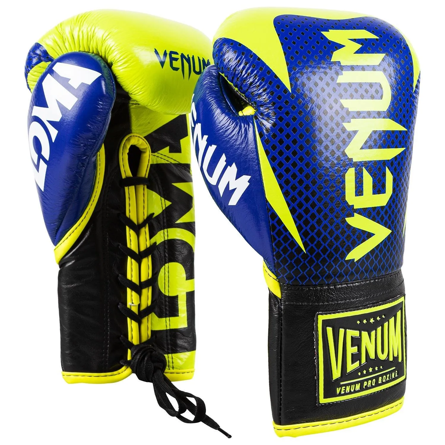 Guantes de boxeo profesional Venum Hammer Edición Loma - Con cordones - Azul/Amarillo