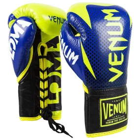 Guantes de boxeo profesional Venum Hammer Edición Loma - Con cordones - Azul/Amarillo