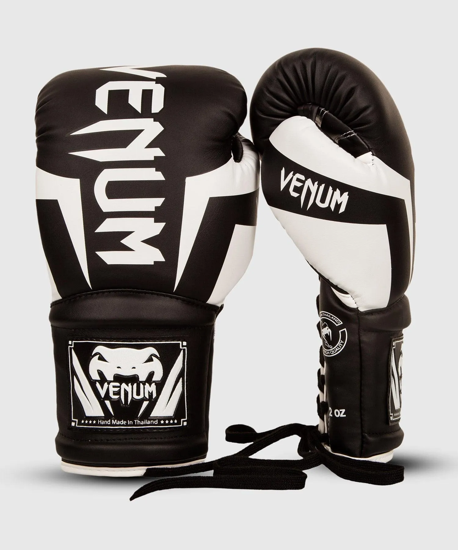 Guantes de Boxeo Venum Elite - Con cordones - Negro/Blanco