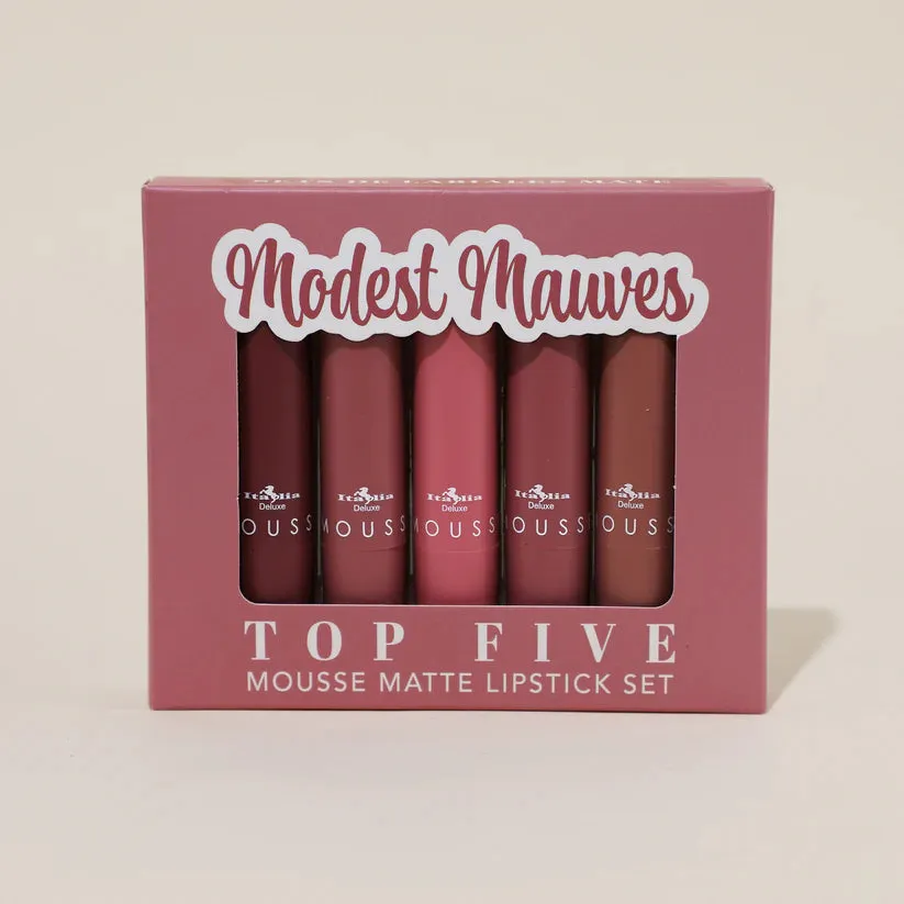 Italia Deluxe Mousse Matte Lipstick Top 5 - Kit De 5 Labiales Matte