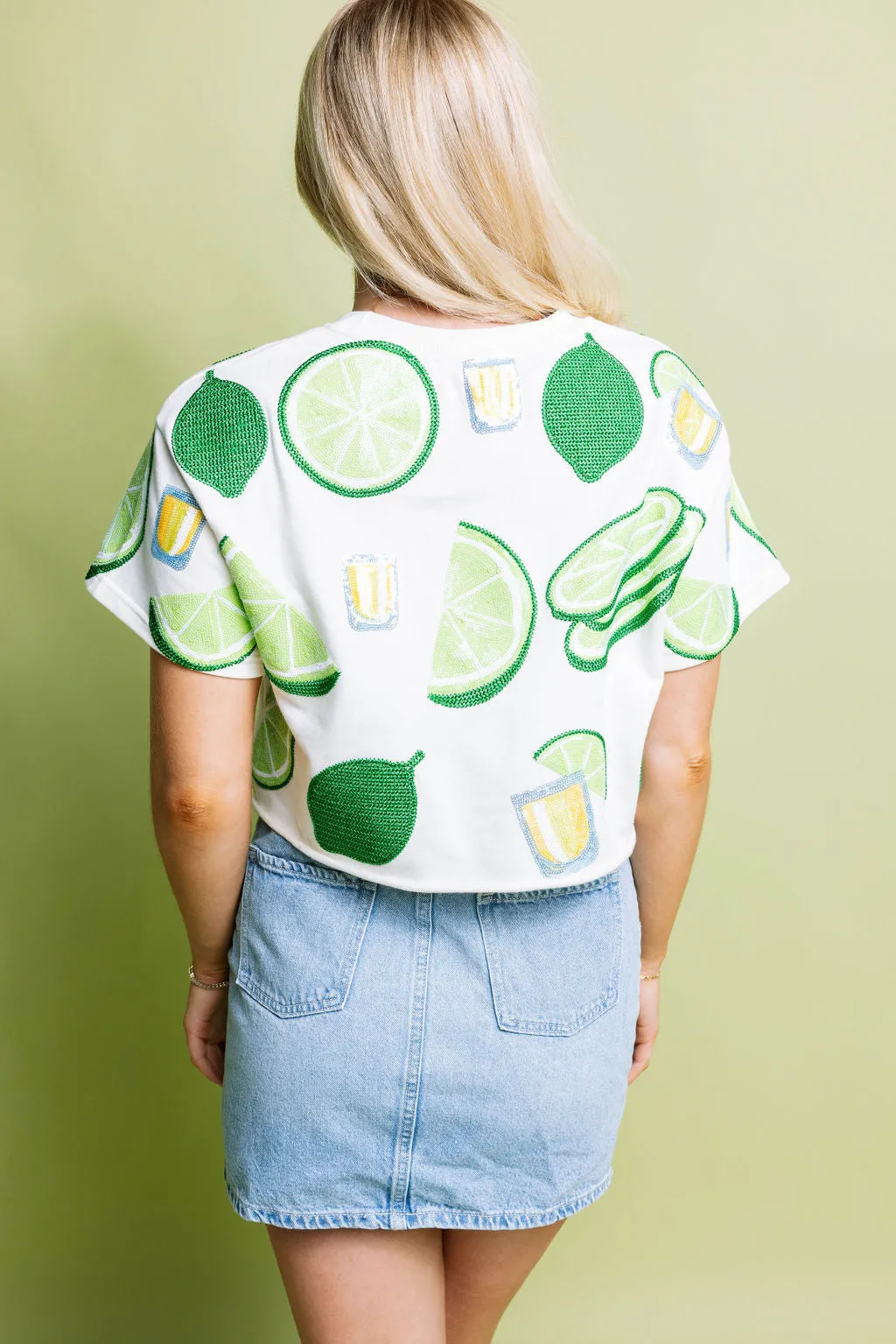 Ivory lime & Tequila Shot Short Sleeve Top