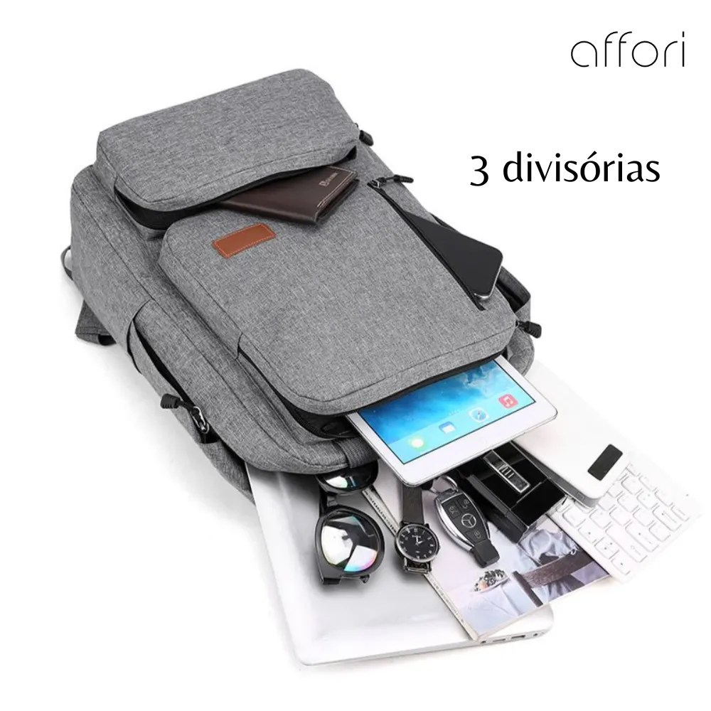 Kit Mochila Executiva para Notebook 15.6   Bolsa Tiracolo e Necessaire