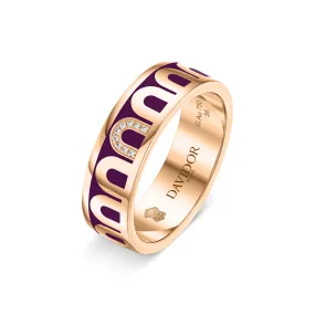 L’Arc de DAVIDOR Ring MM, 18k Rose Gold with Aubergine Lacquered Ceramic and Porta Simple Diamonds