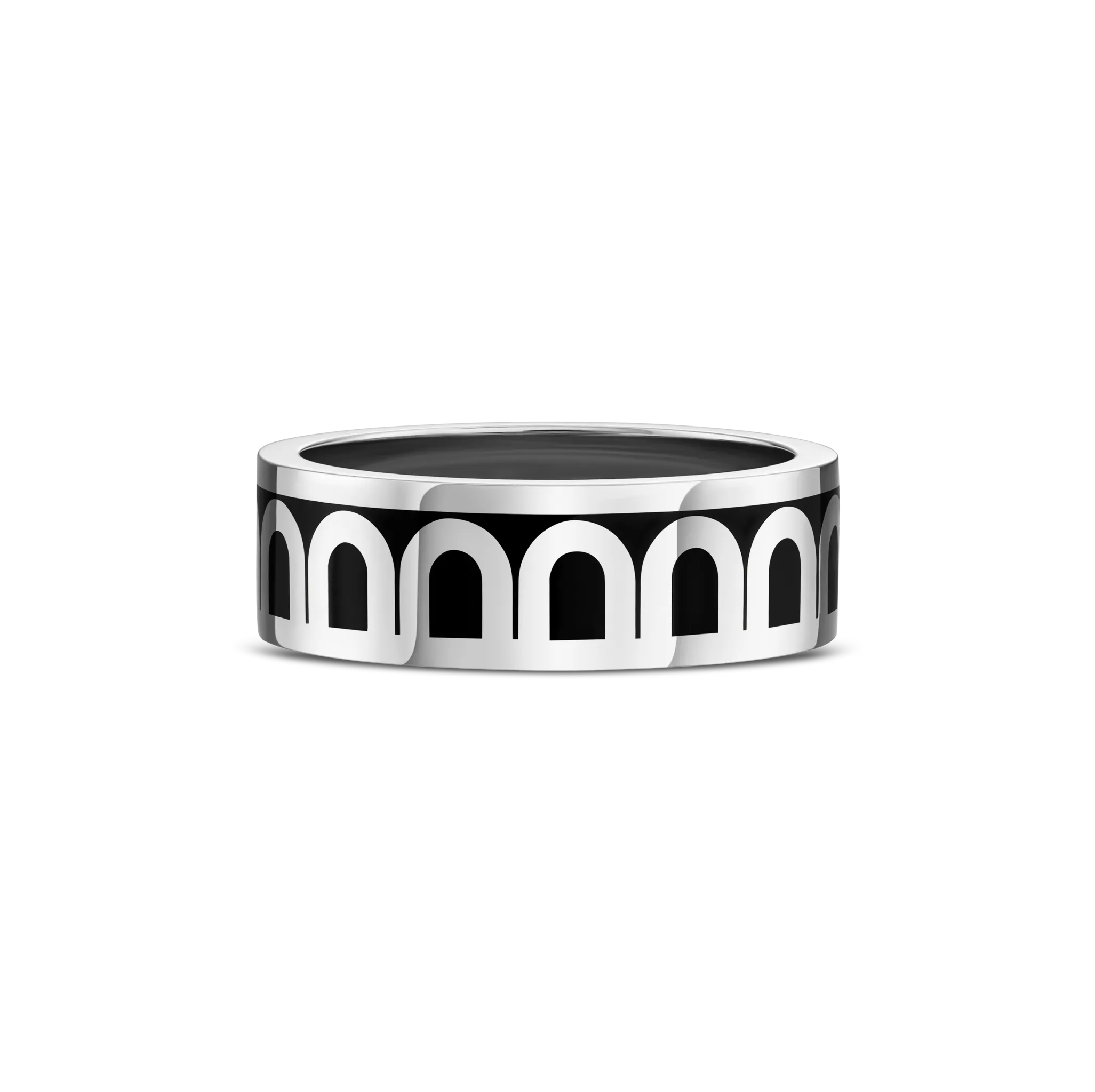 L'Arc de DAVIDOR Ring MM, 18k White Gold with Caviar Lacquered Ceramic