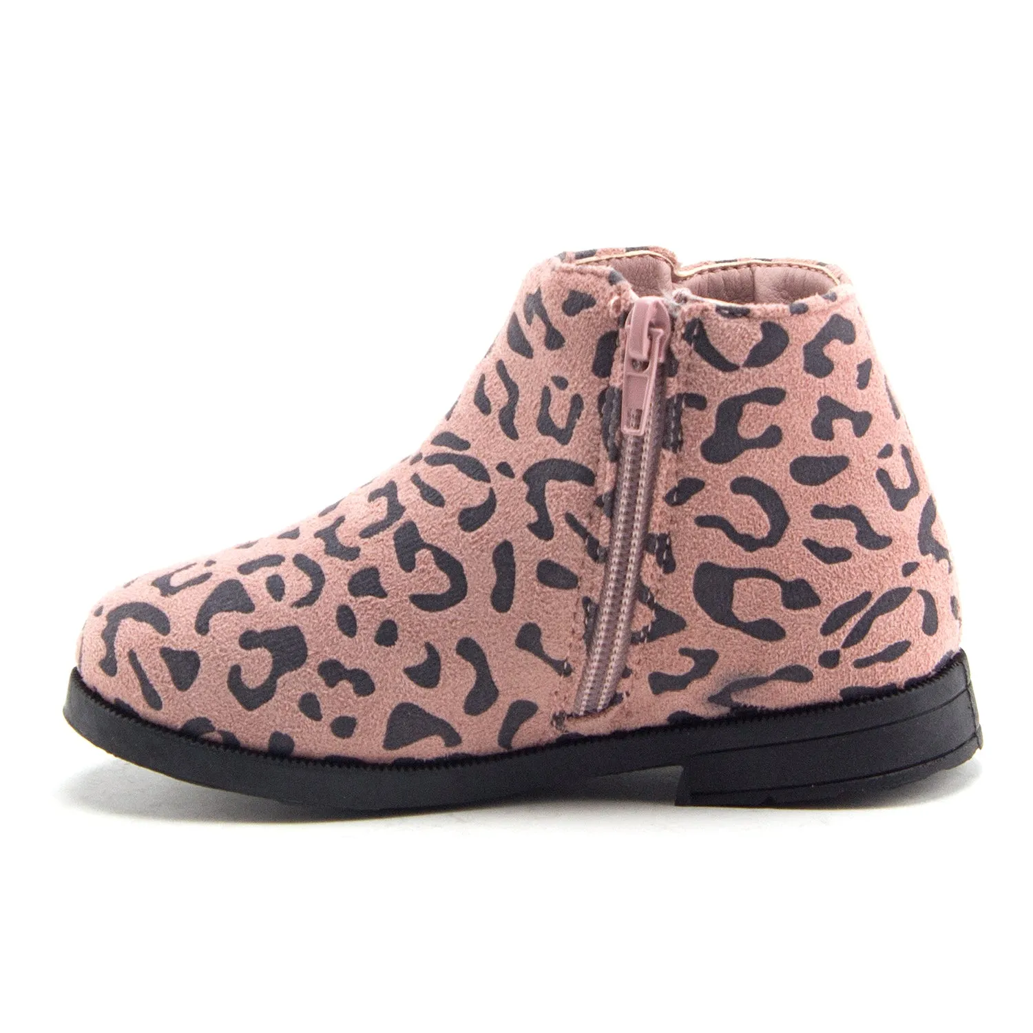 Little Toddler Girls' Ankle High Leopard Print Booties Zipped Fashion Dress Boots