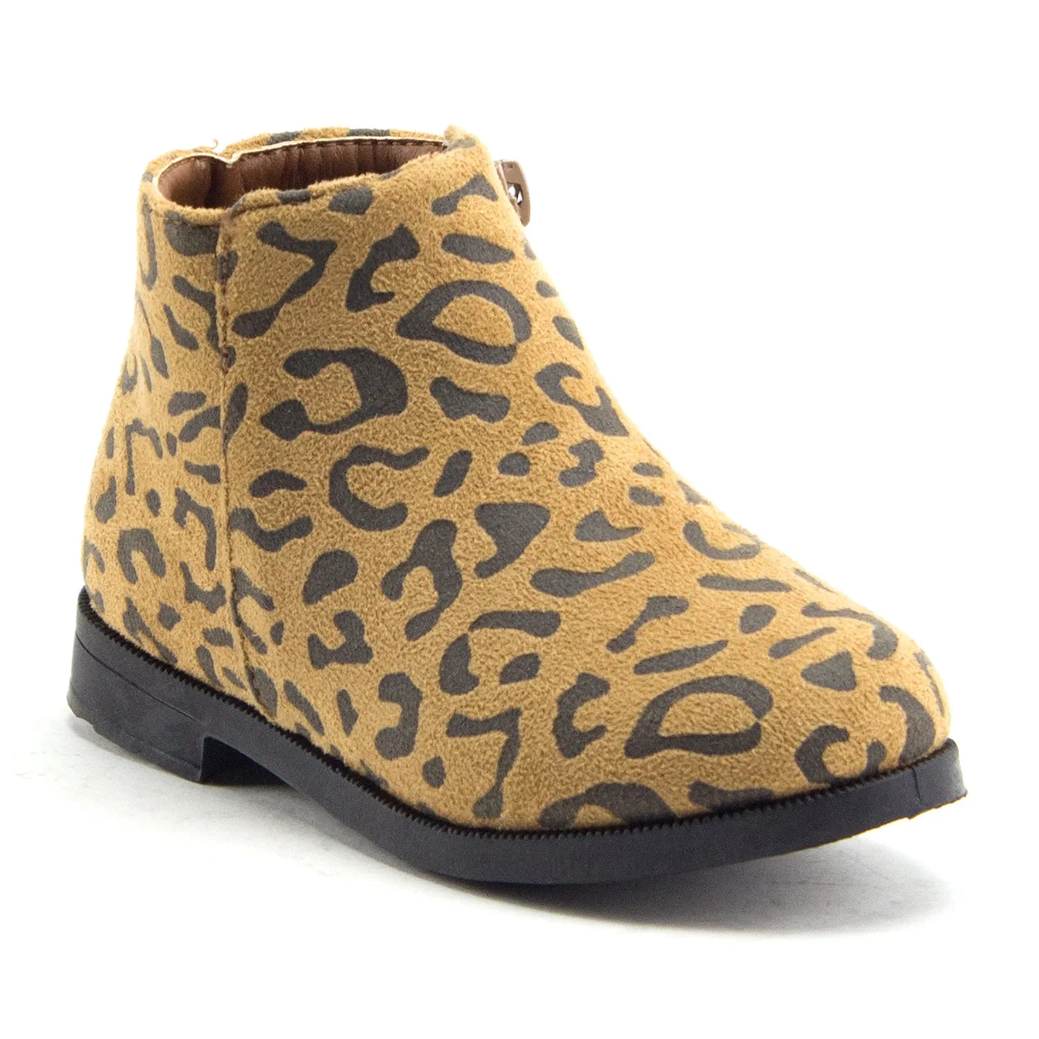 Little Toddler Girls' Ankle High Leopard Print Booties Zipped Fashion Dress Boots