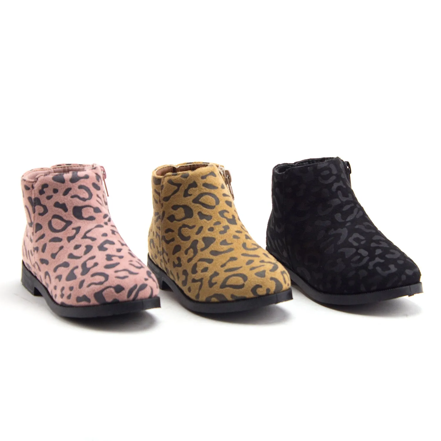 Little Toddler Girls' Ankle High Leopard Print Booties Zipped Fashion Dress Boots