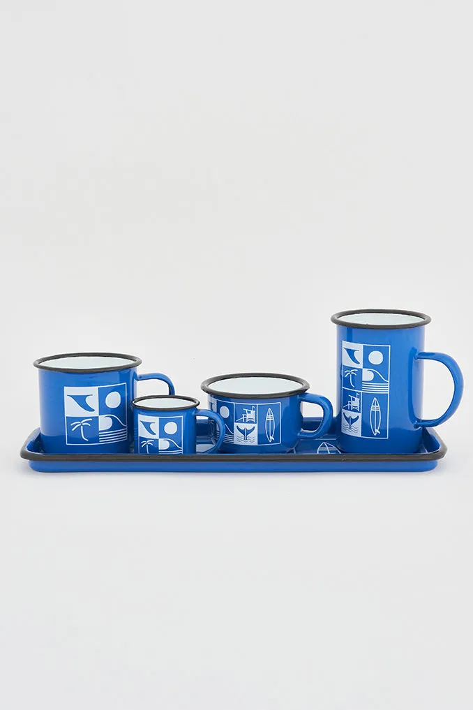 Mug grande con ambiente surfero en metal