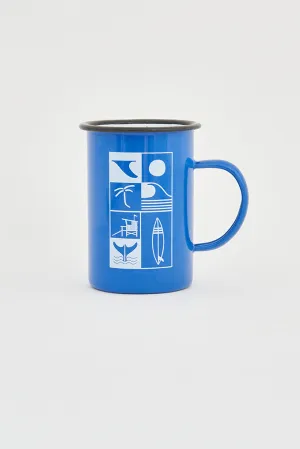 Mug grande con ambiente surfero en metal