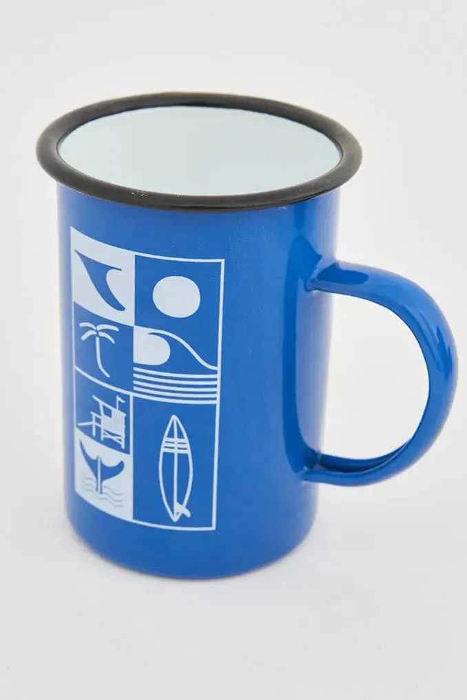 Mug grande con ambiente surfero en metal