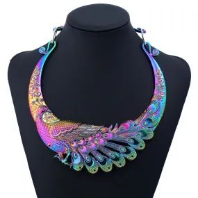 Mujer Collar pavo real