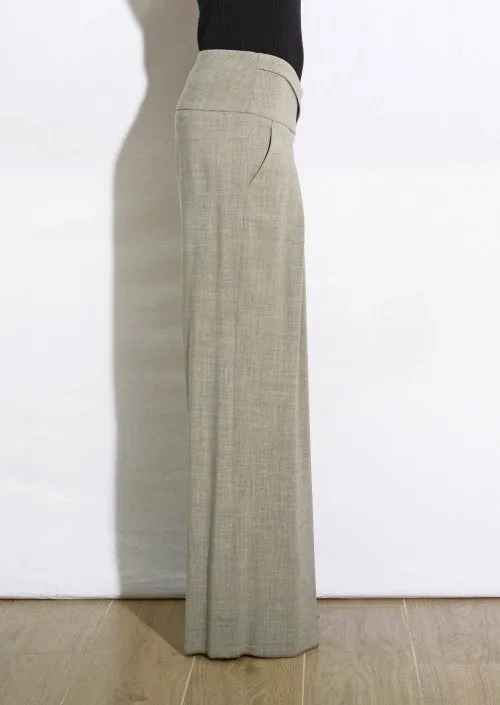 Pantalone a Palazzo Nero Grigio-chiaro Bordeaux