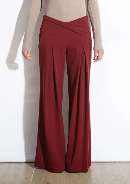 Pantalone a Palazzo Nero Grigio-chiaro Bordeaux