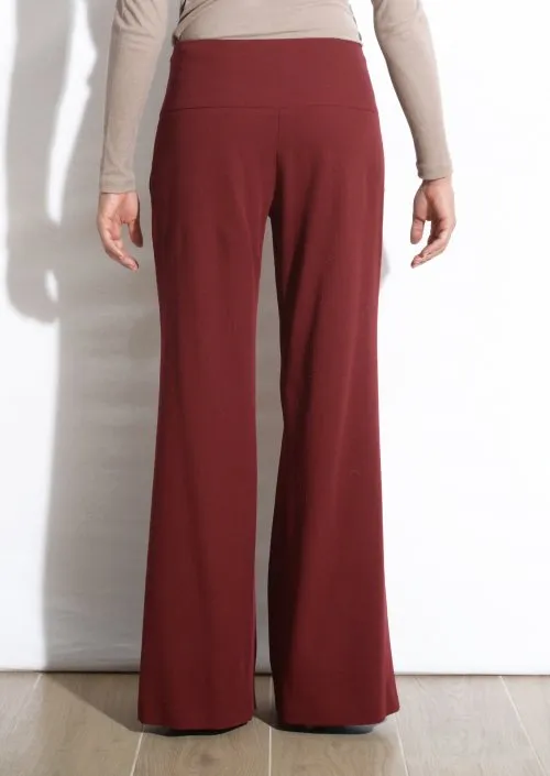 Pantalone a Palazzo Nero Grigio-chiaro Bordeaux