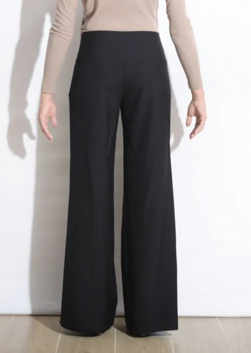 Pantalone a Palazzo Nero Grigio-chiaro Bordeaux