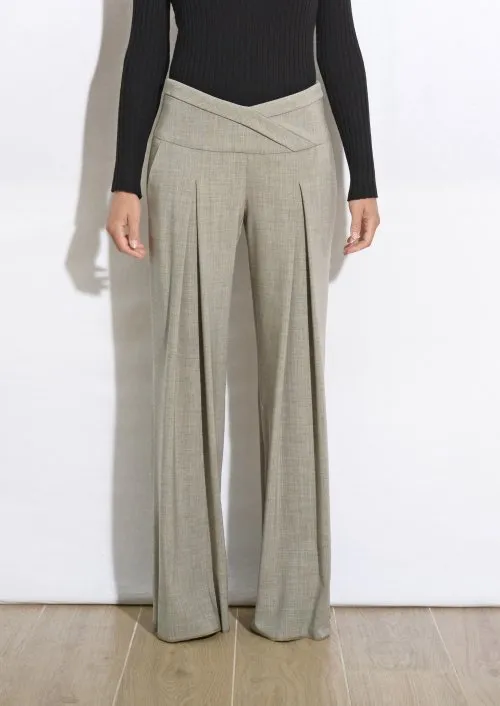 Pantalone a Palazzo Nero Grigio-chiaro Bordeaux