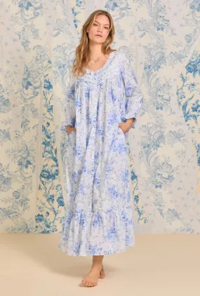 Romantic Blues Button Front Cotton Robe