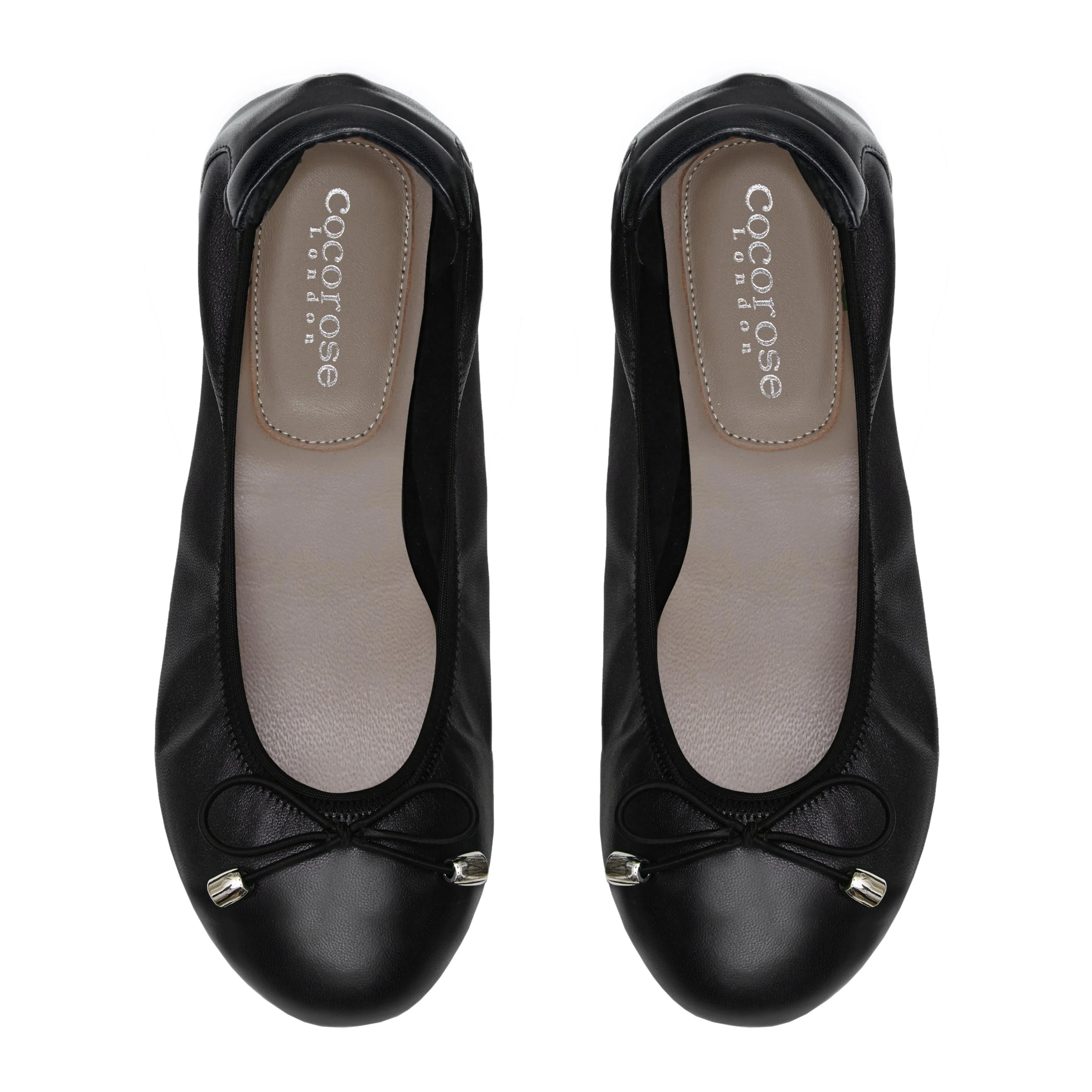 Sandringham - Black Leather Ballet Flats