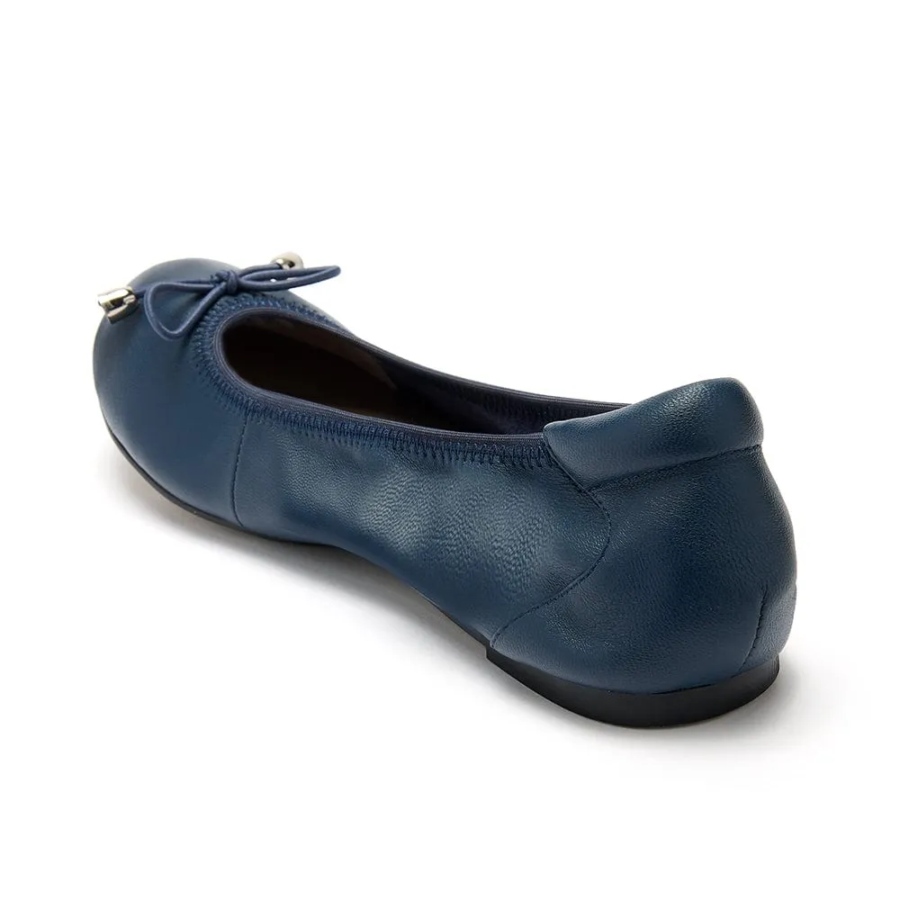 Sandringham - Navy Leather Ballet Flats