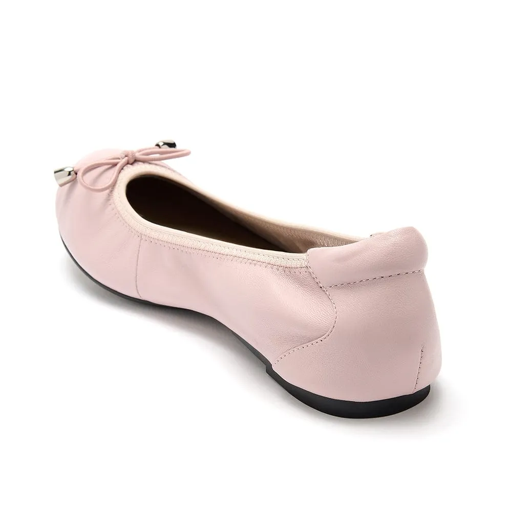 Sandringham - Pastel Pink Leather Ballet Flats