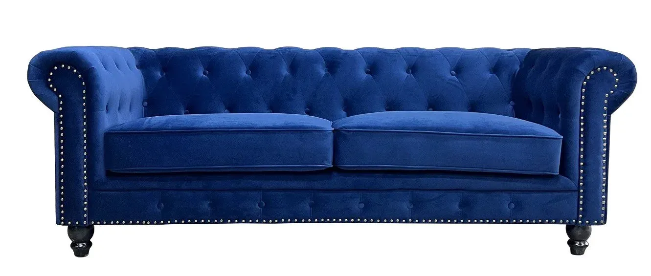 Sofá CHESTER PREMIUM 3 plazas, velvet azul navy