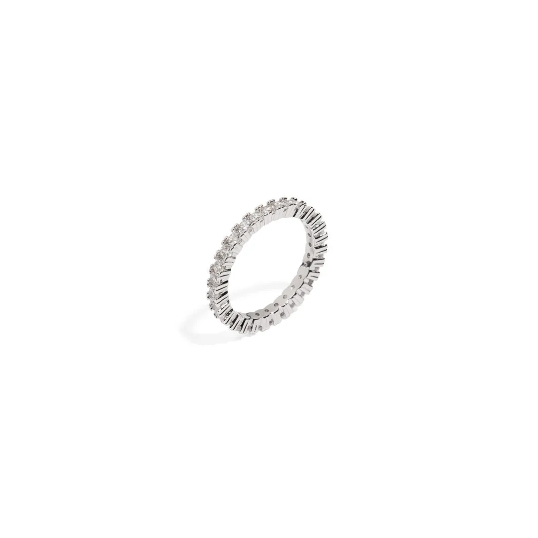 SPARK PAVE LINK SILVER RING