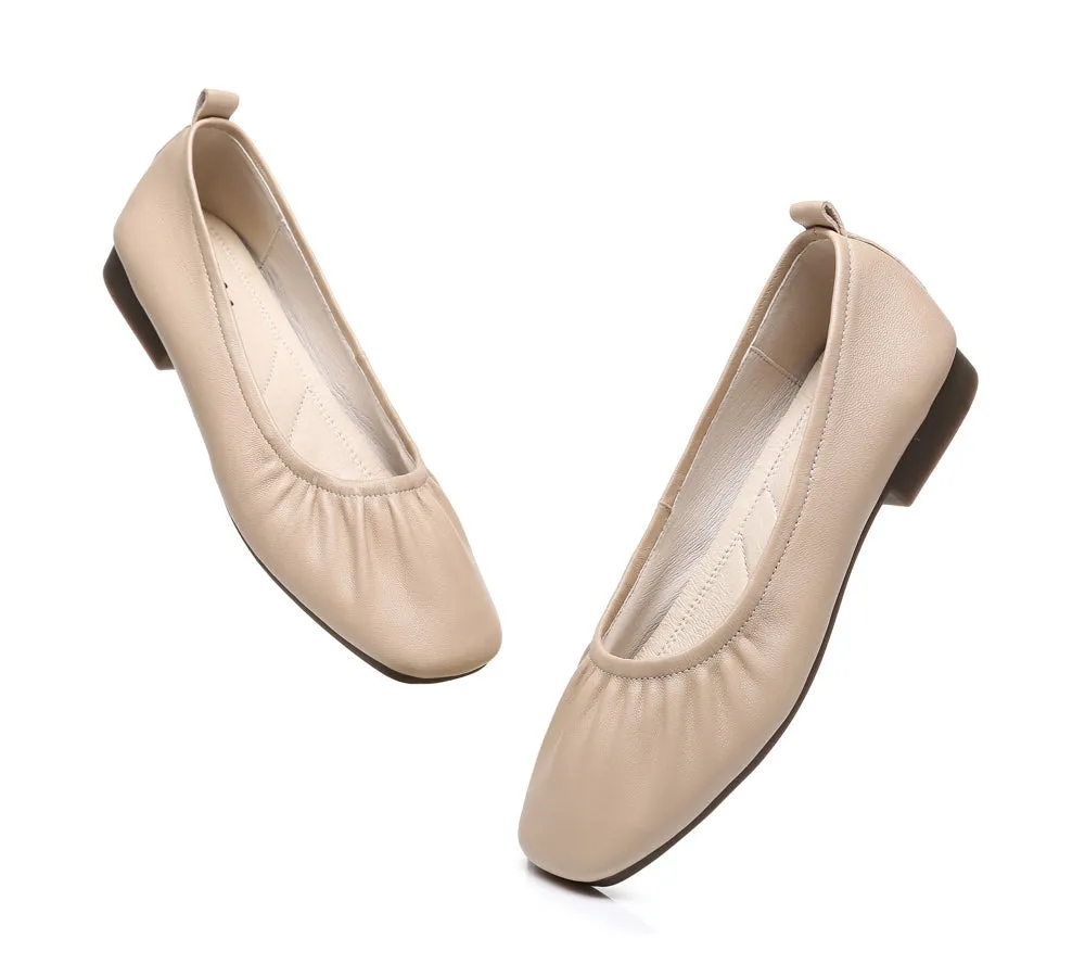 Square Toe Leather Ballet Flats Women Devora