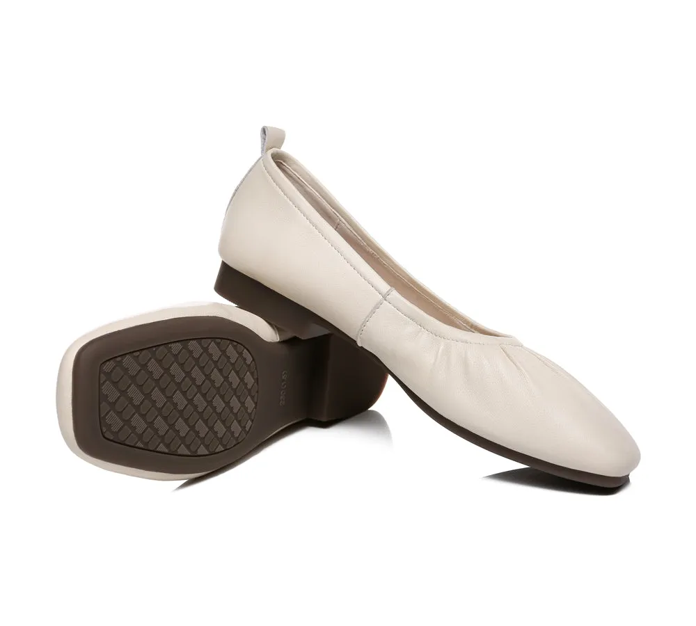 Square Toe Leather Ballet Flats Women Devora