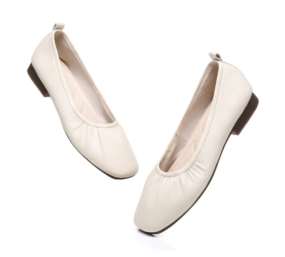 Square Toe Leather Ballet Flats Women Devora