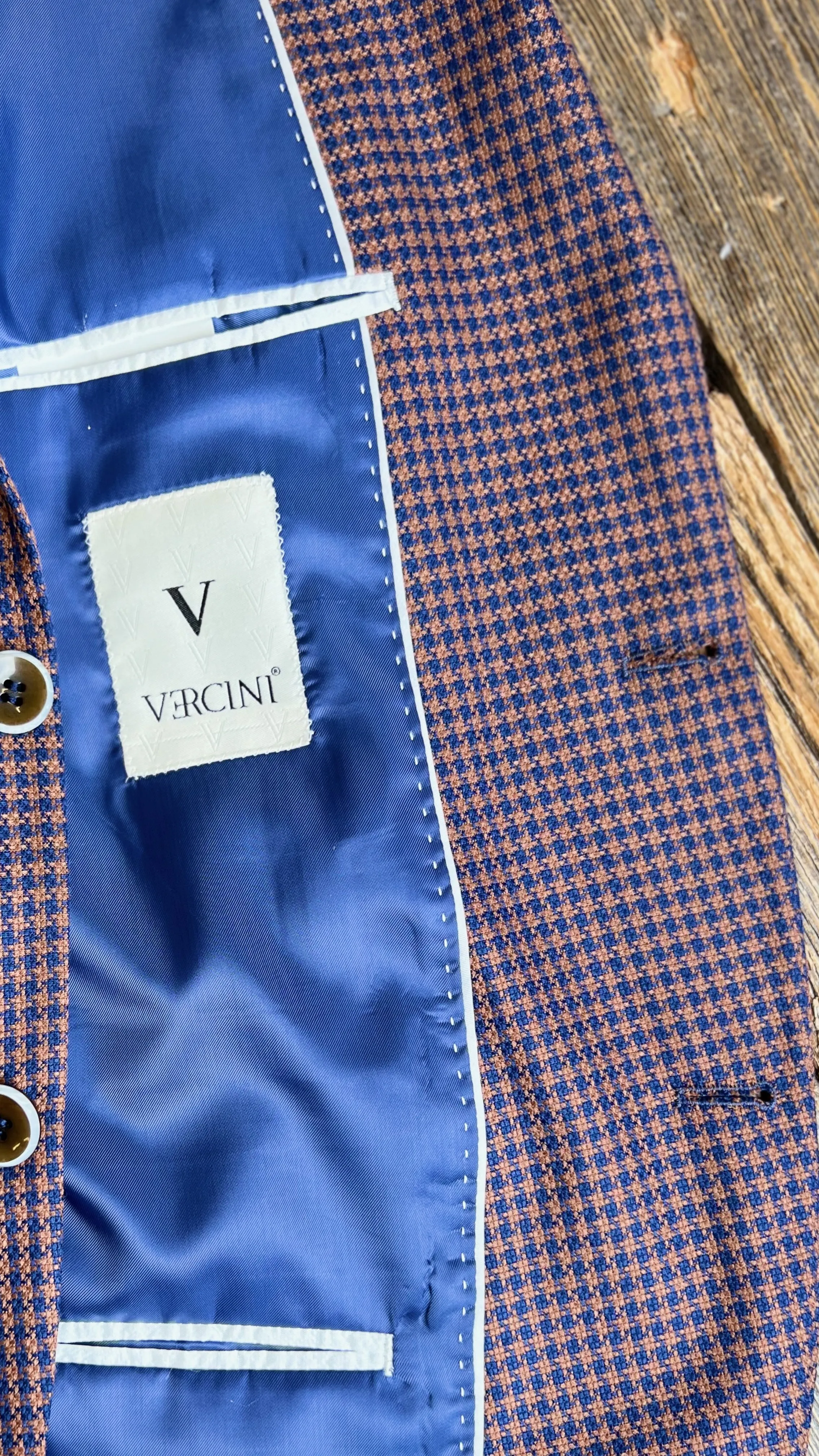 Vercini Sapphire Houndstooth Elegance Suit