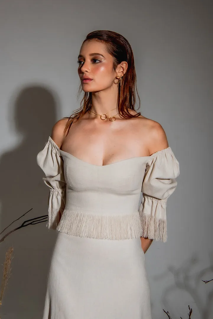 Vestido midi de linho