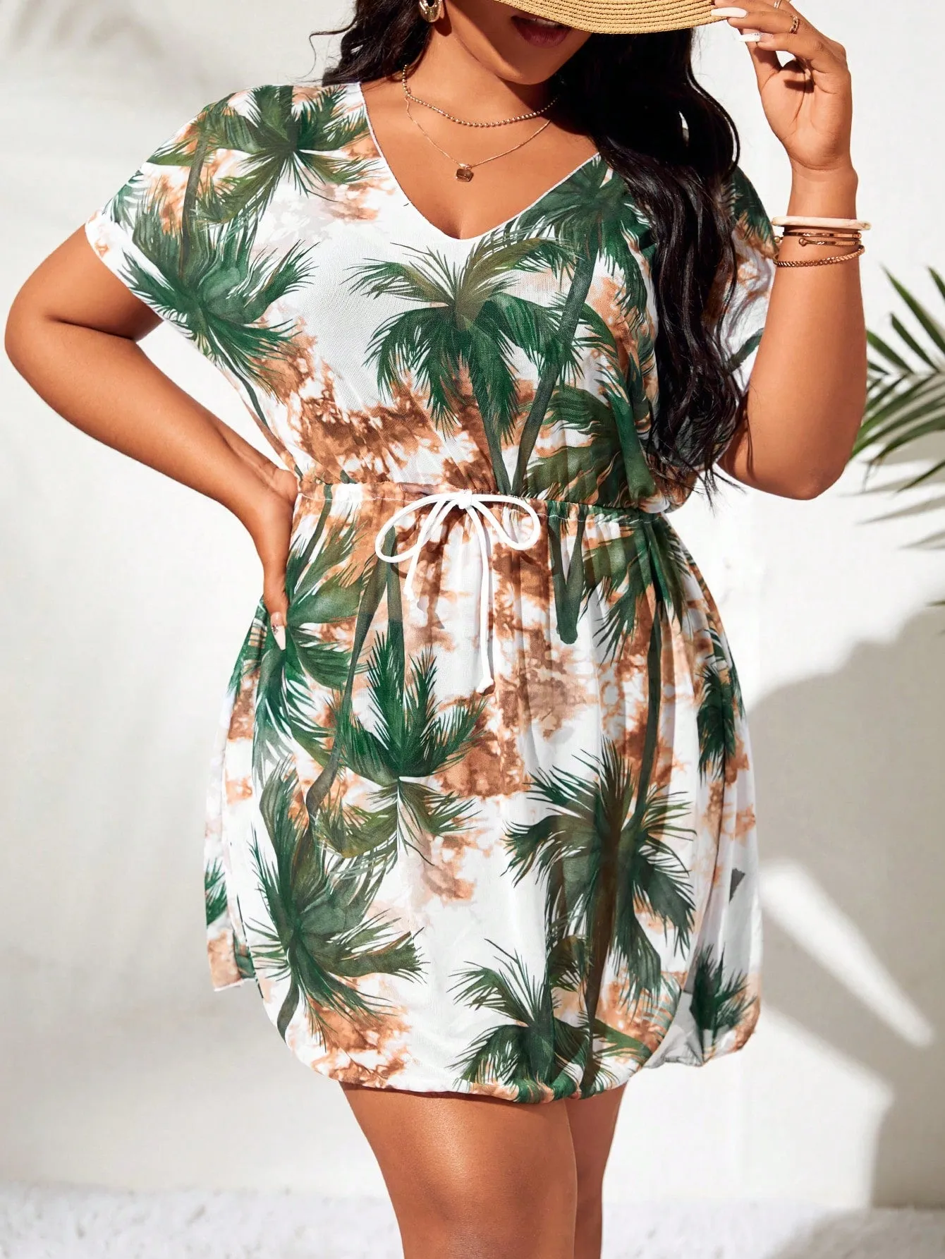 Vestido Saída de Praia Coqueiro Plus Size