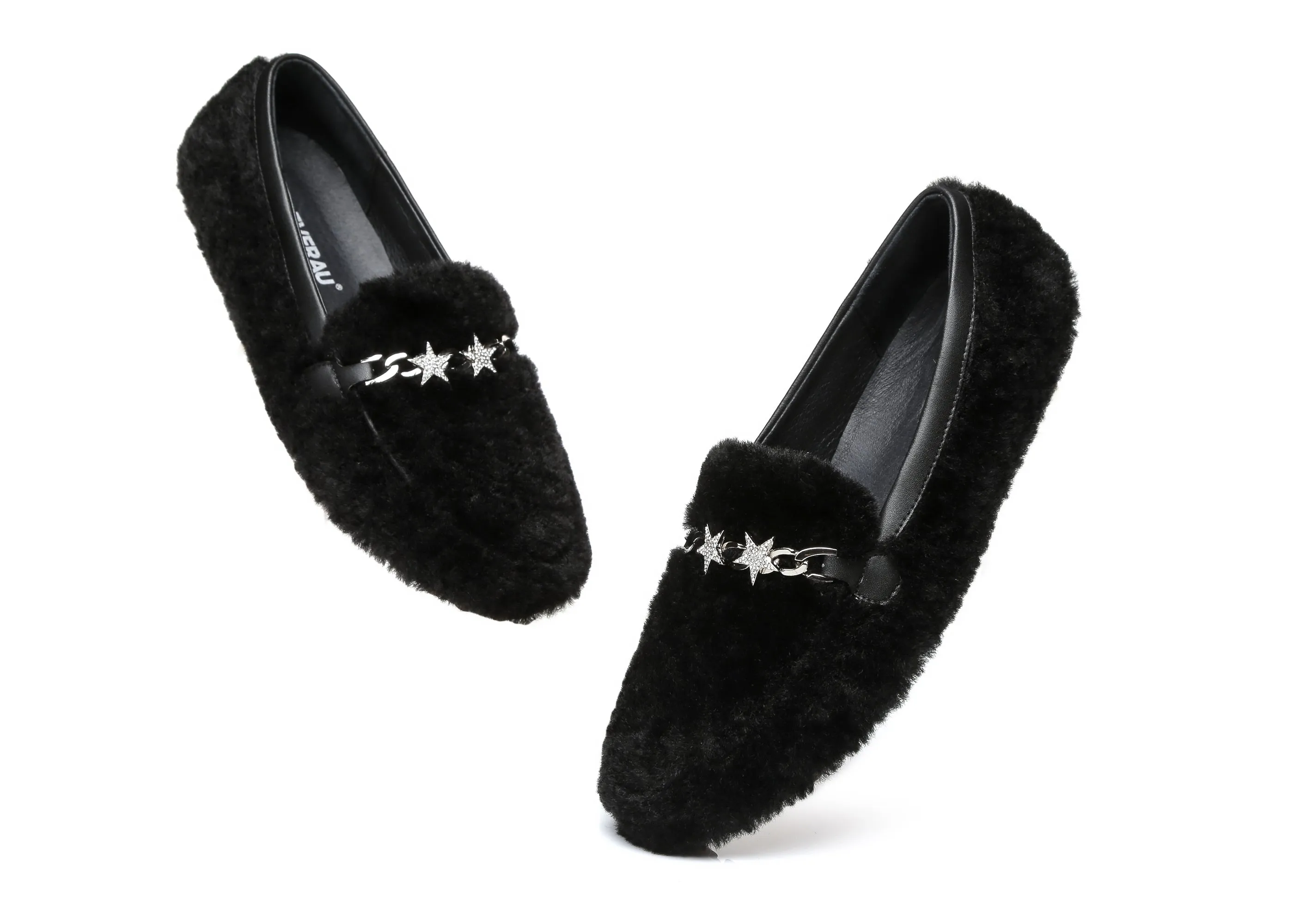 Women Fluffy Ballet Flats Chrom