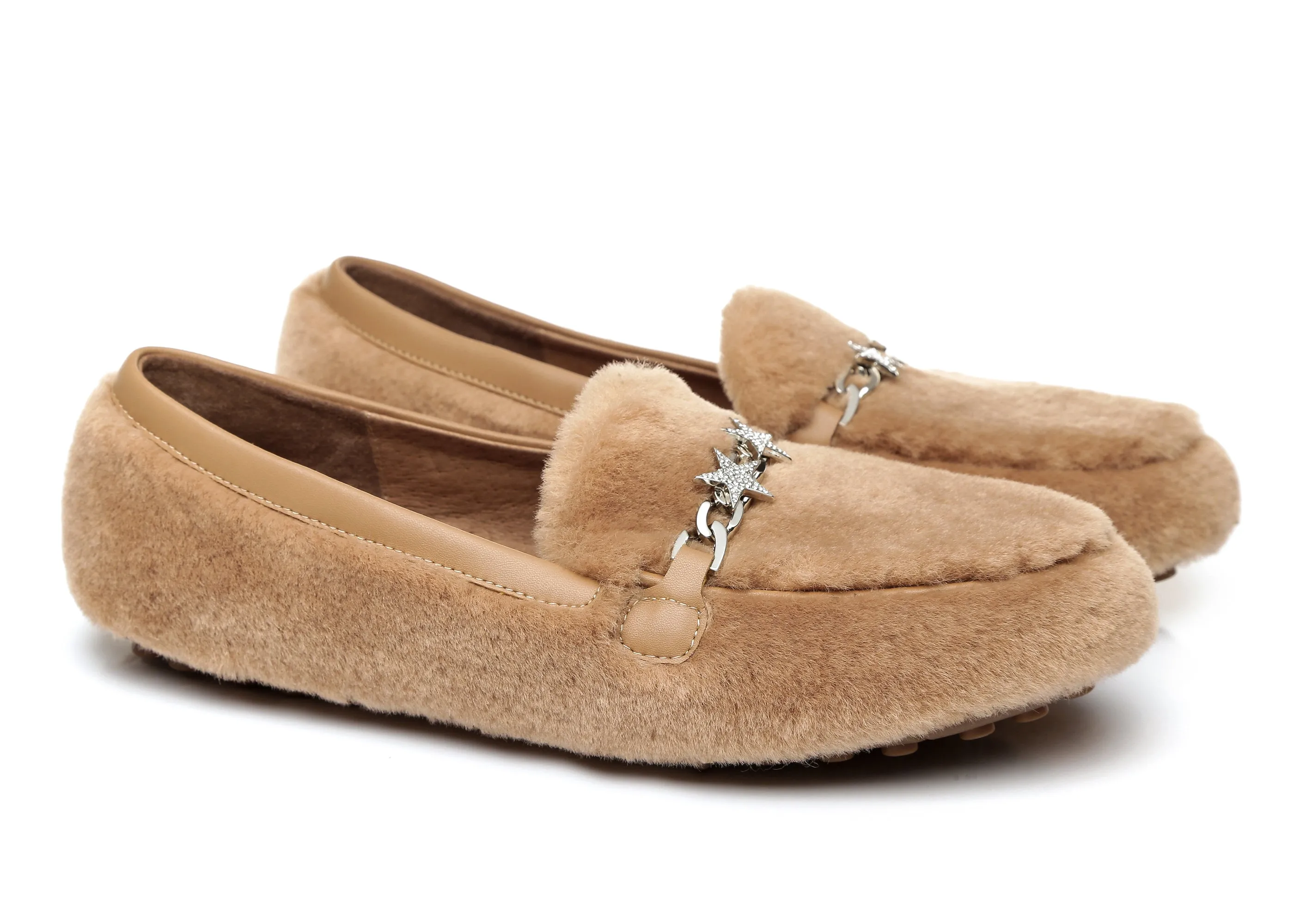 Women Fluffy Ballet Flats Chrom