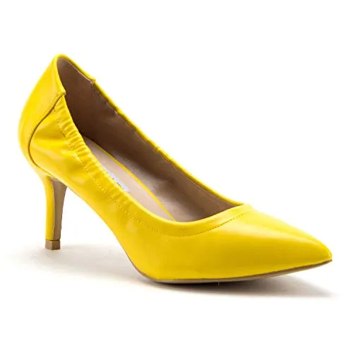 Women's Cherry-11 Classic Slip On Pointy Toe Exotic Bright Heels Pumps Dress Shoes